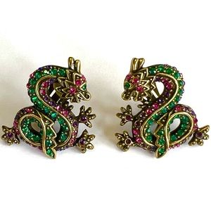 Heidi Daus Vintage “Sublime Serpent” clip Swarovski Crystals earrings